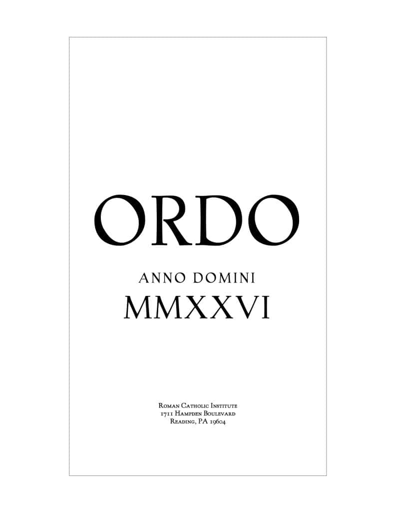 Ordo Anno Domini MMXXVI [Sold Out]